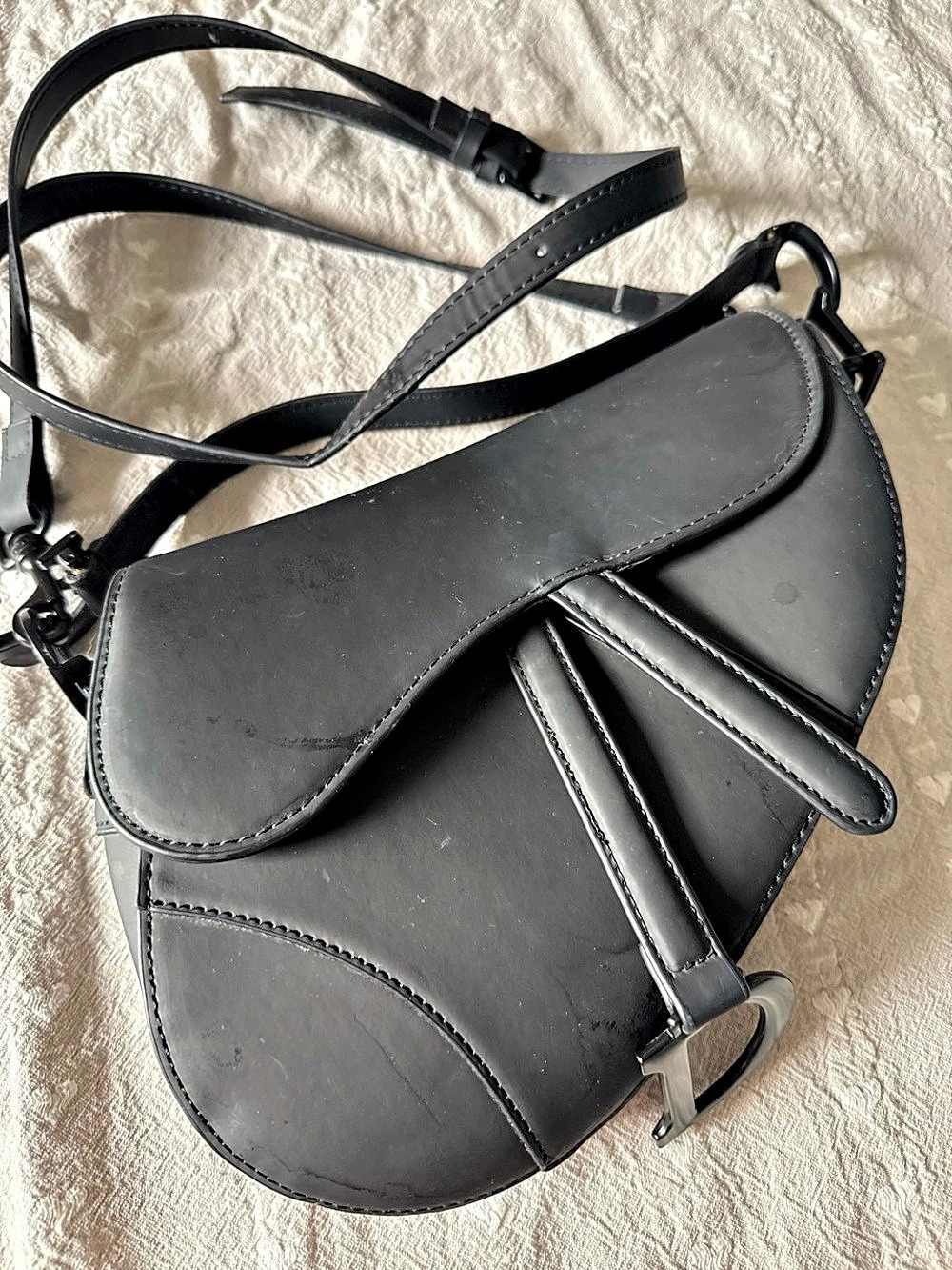 Christian Dior Saddle Bag Ultramatte Black Leather Crossbody Bag